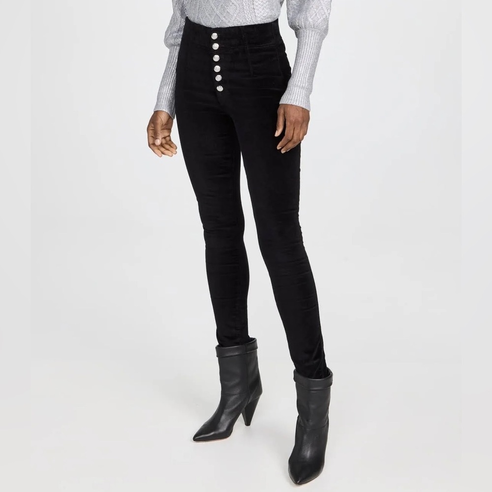 Veronica Beard Debbie Velvet High Rise Skinny Jeans in Black